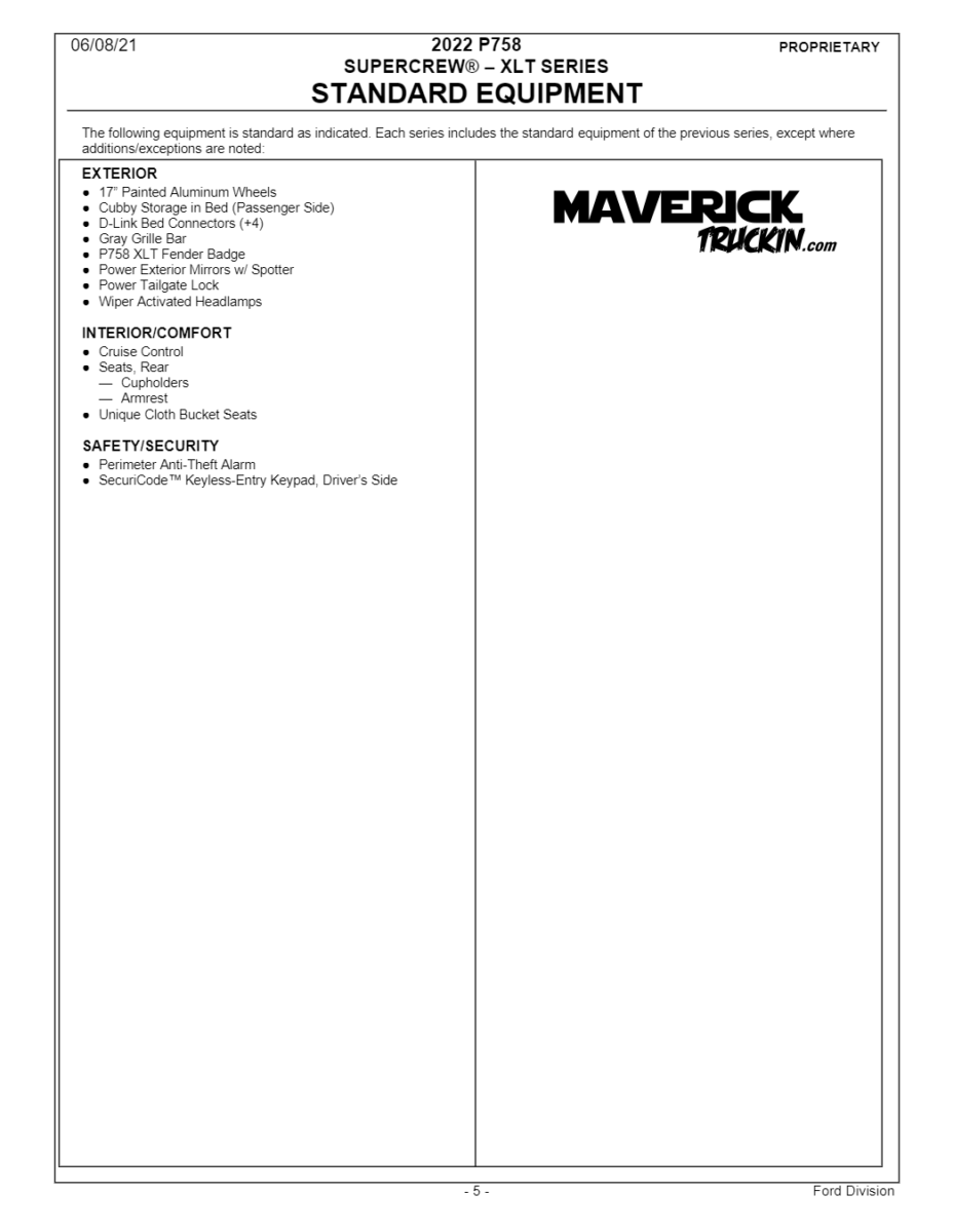 2022 Ford Maverick Ordering Guide - Maverick Truckin